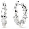 Boucles d’oreilles créoles Matrix, perles de cristal, taille ronde, blanches, plaquées rhodium Boucles d’oreilles créoles Matrix, perles de cristal, taille ronde, blanches, plaquées rhodium