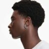 Boucles d’oreilles créoles Matrix, taille baguette, blanches, plaquées rhodium