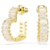Boucles d’oreilles créoles Matrix, taille baguette, cœur, petites, blanches, plaquées or Boucles d’oreilles créoles Matrix, taille baguette, cœur, petites, blanches, plaquées or