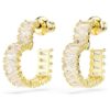 Boucles d’oreilles créoles Matrix, taille baguette, cœur, petites, blanches, plaquées or Boucles d’oreilles créoles Matrix, taille baguette, cœur, petites, blanches, plaquées or