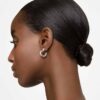 Boucles d’oreilles créoles Matrix, taille baguette, cœur, petites, blanches, plaquées rhodium Boucles d’oreilles créoles Matrix, taille baguette, cœur, petites, blanches, plaquées rhodium