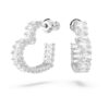 Boucles d’oreilles créoles Matrix, taille baguette, cœur, petites, blanches, plaquées rhodium Boucles d’oreilles créoles Matrix, taille baguette, cœur, petites, blanches, plaquées rhodium