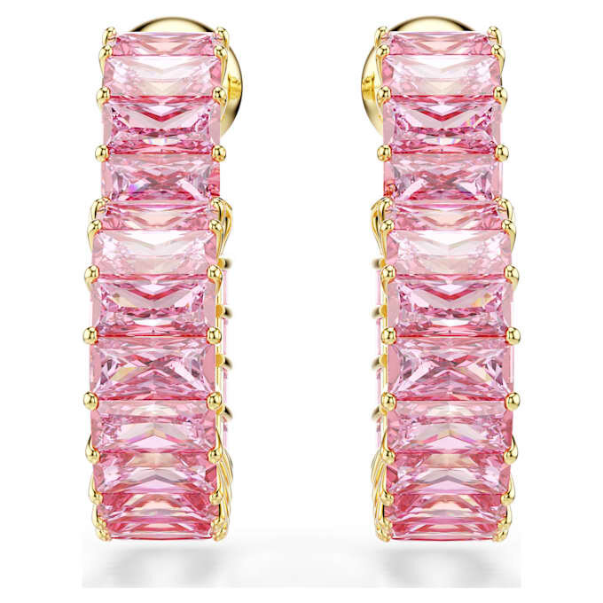 Boucles d’oreilles créoles Matrix, taille baguette, cœur, petites, roses, plaquées or Boucles d’oreilles créoles Matrix, taille baguette, cœur, petites, roses, plaquées or