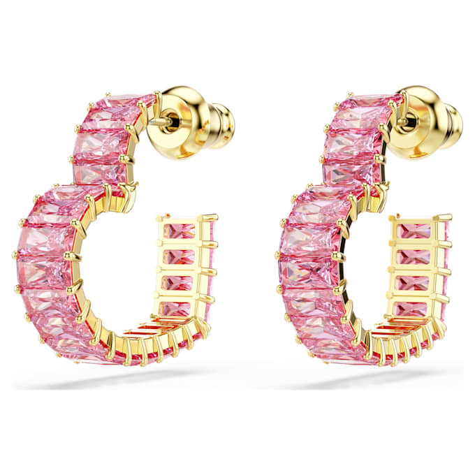 Boucles d’oreilles créoles Matrix, taille baguette, cœur, petites, roses, plaquées or Boucles d’oreilles créoles Matrix, taille baguette, cœur, petites, roses, plaquées or