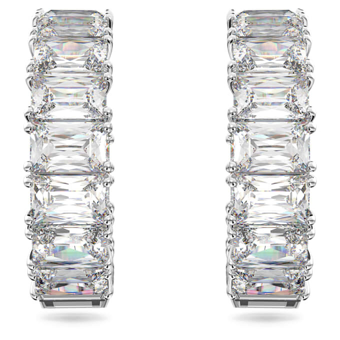 Boucles d’oreilles créoles Matrix, taille octogonale, blanches, plaquées rhodium Boucles d’oreilles créoles Matrix, taille octogonale, blanches, plaquées rhodium
