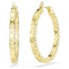 Boucles d’oreilles créoles Matrix, taille ronde, blanches, plaquées or
