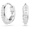Boucles d’oreilles créoles Matrix, taille ronde, blanches, plaquées rhodium Boucles d’oreilles créoles Matrix, taille ronde, blanches, plaquées rhodium
