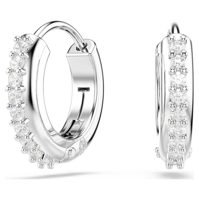 Boucles d’oreilles créoles Matrix, taille ronde, blanches, plaquées rhodium Boucles d’oreilles créoles Matrix, taille ronde, blanches, plaquées rhodium