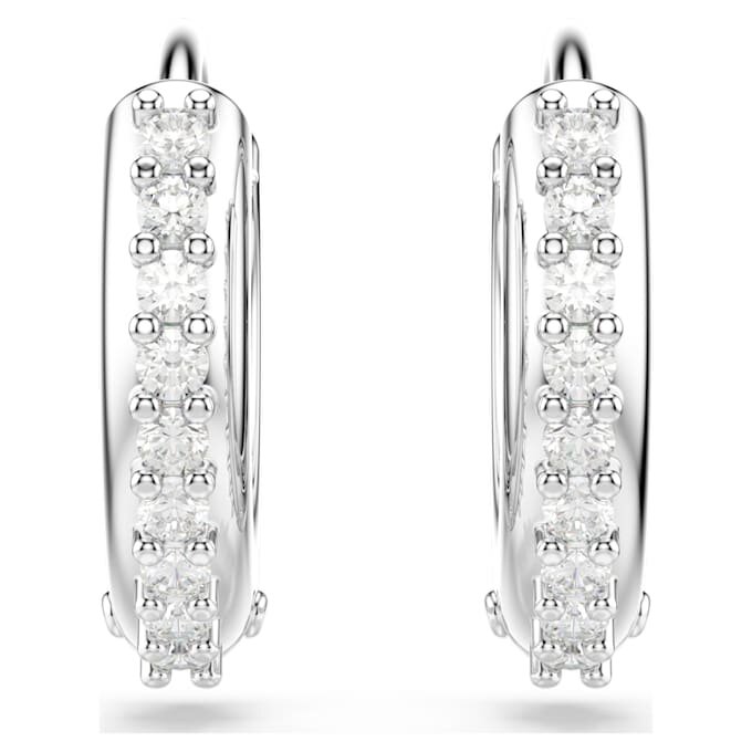 Boucles d’oreilles créoles Matrix, taille ronde, blanches, plaquées rhodium Boucles d’oreilles créoles Matrix, taille ronde, blanches, plaquées rhodium