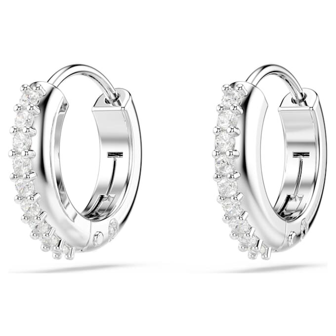 Boucles d’oreilles créoles Matrix, taille ronde, blanches, plaquées rhodium Boucles d’oreilles créoles Matrix, taille ronde, blanches, plaquées rhodium