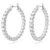 Boucles d’oreilles créoles Matrix, taille ronde, blanches, plaquées rhodium Boucles d’oreilles créoles Matrix, taille ronde, blanches, plaquées rhodium