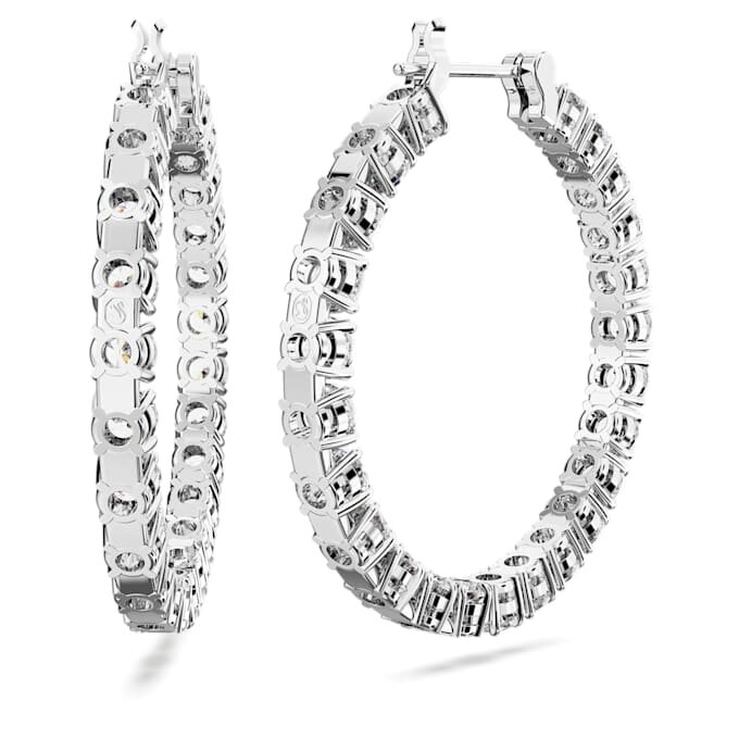 Boucles d’oreilles créoles Matrix, taille ronde, blanches, plaquées rhodium Boucles d’oreilles créoles Matrix, taille ronde, blanches, plaquées rhodium