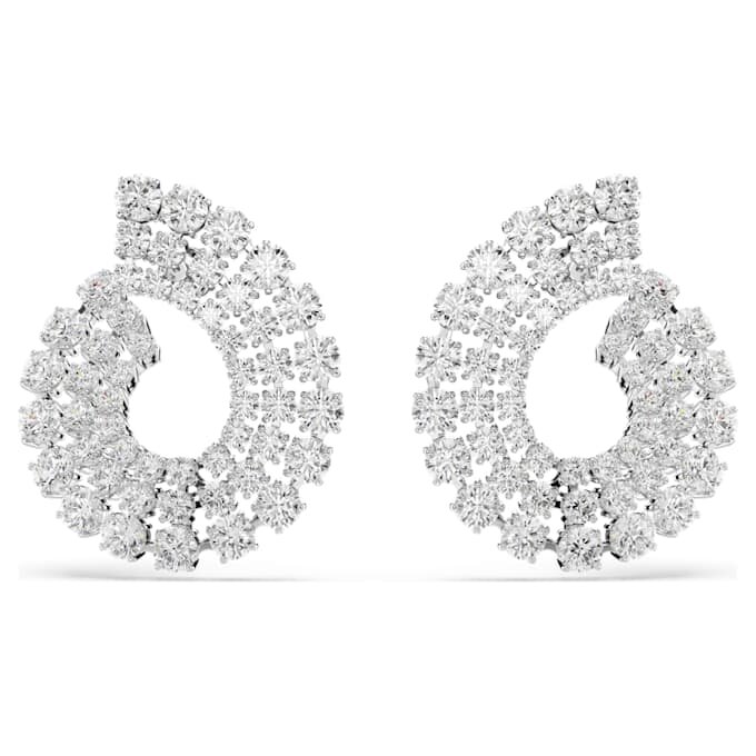 Boucles d’oreilles créoles Matrix, tailles rondes variées, blanches, plaquées rhodium Boucles d’oreilles créoles Matrix, tailles rondes variées, blanches, plaquées rhodium