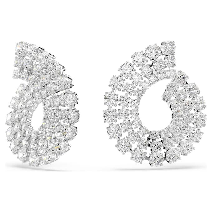 Boucles d’oreilles créoles Matrix, tailles rondes variées, blanches, plaquées rhodium Boucles d’oreilles créoles Matrix, tailles rondes variées, blanches, plaquées rhodium