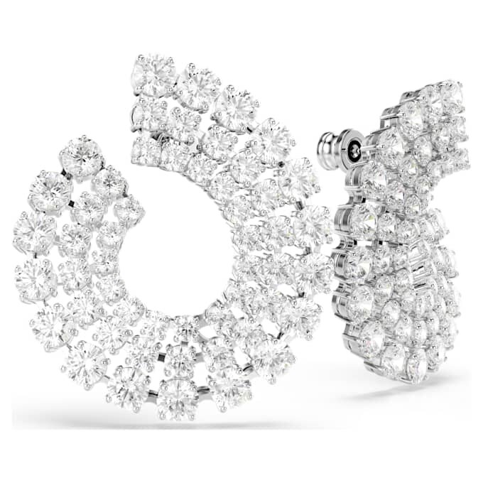 Boucles d’oreilles créoles Matrix, tailles rondes variées, blanches, plaquées rhodium Boucles d’oreilles créoles Matrix, tailles rondes variées, blanches, plaquées rhodium
