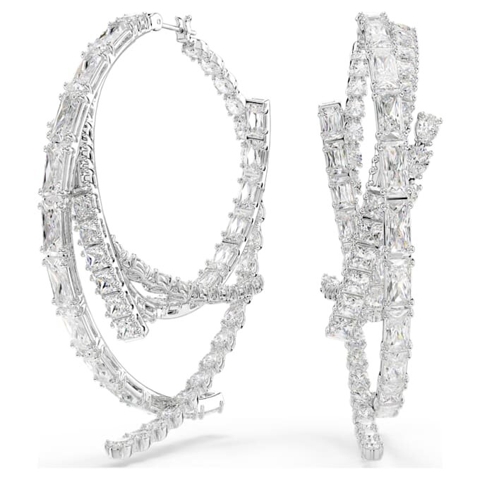 Boucles d’oreilles créoles Matrix, tailles variées, blanches, plaquées rhodium Boucles d’oreilles créoles Matrix, tailles variées, blanches, plaquées rhodium