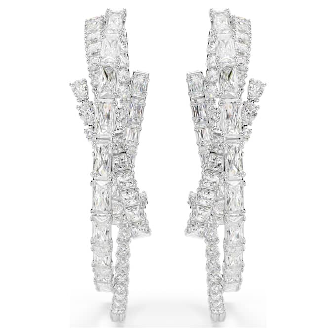 Boucles d’oreilles créoles Matrix, tailles variées, blanches, plaquées rhodium Boucles d’oreilles créoles Matrix, tailles variées, blanches, plaquées rhodium