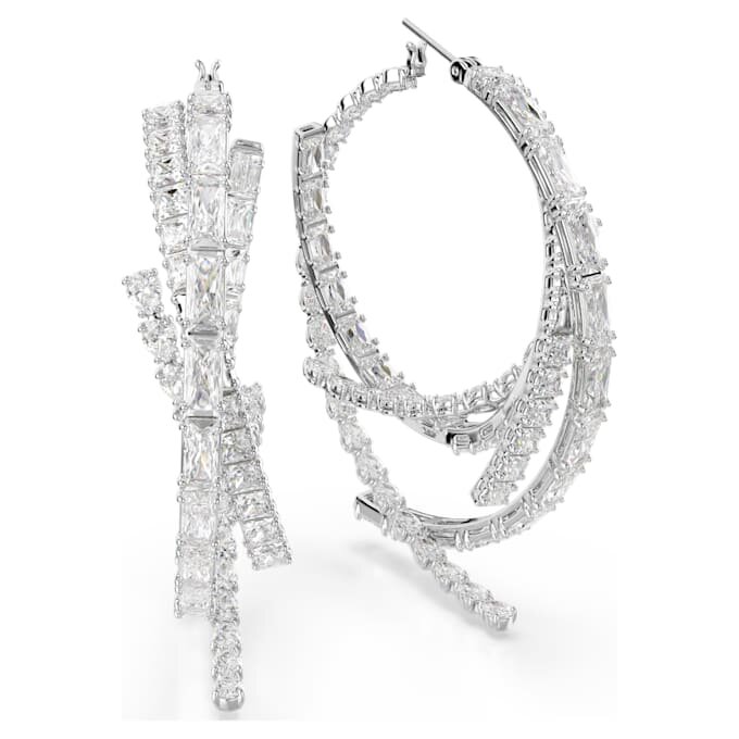 Boucles d’oreilles créoles Matrix, tailles variées, blanches, plaquées rhodium Boucles d’oreilles créoles Matrix, tailles variées, blanches, plaquées rhodium