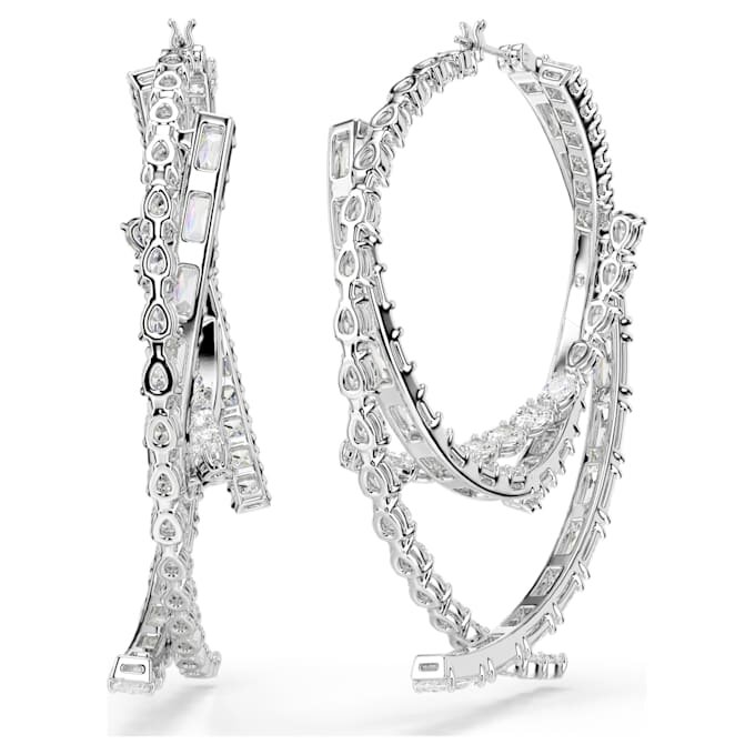 Boucles d’oreilles créoles Matrix, tailles variées, blanches, plaquées rhodium Boucles d’oreilles créoles Matrix, tailles variées, blanches, plaquées rhodium
