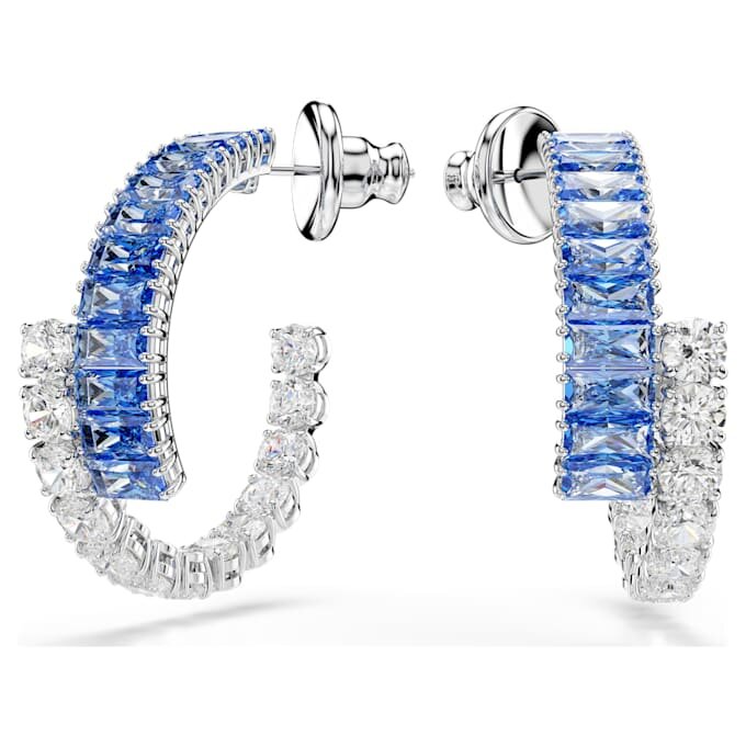 Boucles d’oreilles créoles Matrix, tailles variées, bleues, plaquées rhodium Boucles d’oreilles créoles Matrix, tailles variées, bleues, plaquées rhodium