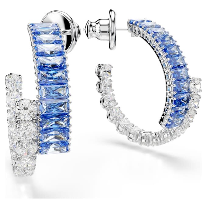 Boucles d’oreilles créoles Matrix, tailles variées, bleues, plaquées rhodium Boucles d’oreilles créoles Matrix, tailles variées, bleues, plaquées rhodium