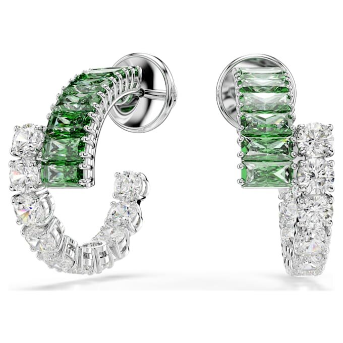 Boucles d’oreilles créoles Matrix, tailles variées, vertes, plaquées rhodium Boucles d’oreilles créoles Matrix, tailles variées, vertes, plaquées rhodium