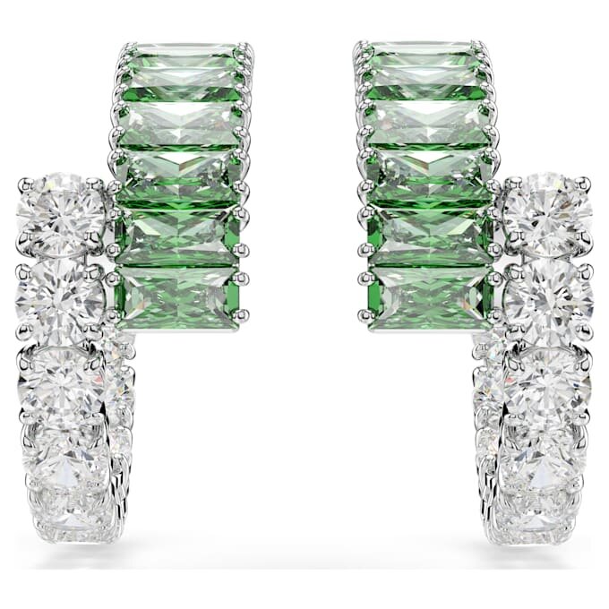 Boucles d’oreilles créoles Matrix, tailles variées, vertes, plaquées rhodium Boucles d’oreilles créoles Matrix, tailles variées, vertes, plaquées rhodium