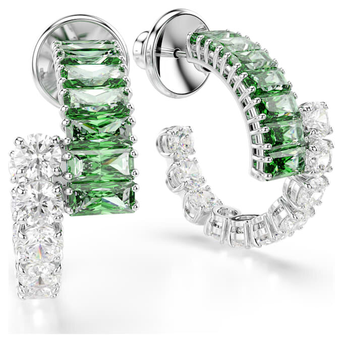 Boucles d’oreilles créoles Matrix, tailles variées, vertes, plaquées rhodium Boucles d’oreilles créoles Matrix, tailles variées, vertes, plaquées rhodium