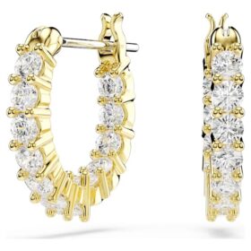 Boucles d’oreilles créoles Matrix Vittore, taille ronde, blanches, plaquées or