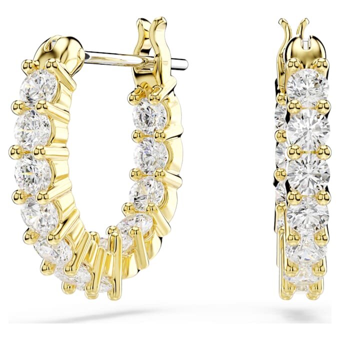 Boucles d’oreilles créoles Matrix Vittore, taille ronde, blanches, plaquées or Boucles d’oreilles créoles Matrix Vittore, taille ronde, blanches, plaquées or