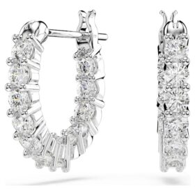 Boucles d’oreilles créoles Matrix Vittore, taille ronde, blanches, plaquées rhodium Boucles d’oreilles créoles Matrix Vittore, taille ronde, blanches, plaquées rhodium