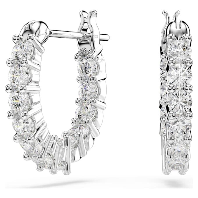 Boucles d’oreilles créoles Matrix Vittore, taille ronde, blanches, plaquées rhodium Boucles d’oreilles créoles Matrix Vittore, taille ronde, blanches, plaquées rhodium
