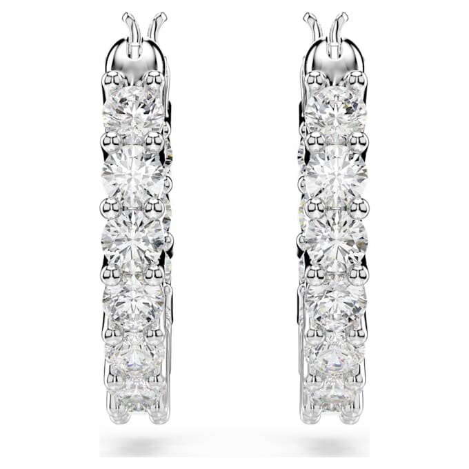 Boucles d’oreilles créoles Matrix Vittore, taille ronde, blanches, plaquées rhodium Boucles d’oreilles créoles Matrix Vittore, taille ronde, blanches, plaquées rhodium