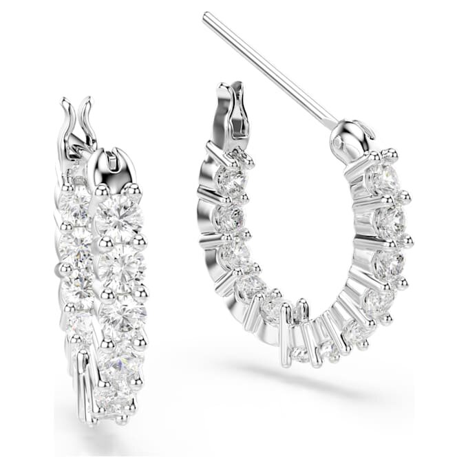 Boucles d’oreilles créoles Matrix Vittore, taille ronde, blanches, plaquées rhodium Boucles d’oreilles créoles Matrix Vittore, taille ronde, blanches, plaquées rhodium