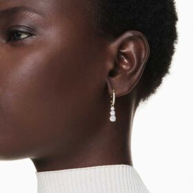 Boucles d’oreilles créoles Stilla Attract, taille ronde, blanches, plaquées or