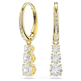 Boucles d’oreilles créoles Stilla Attract, taille ronde, blanches, plaquées or