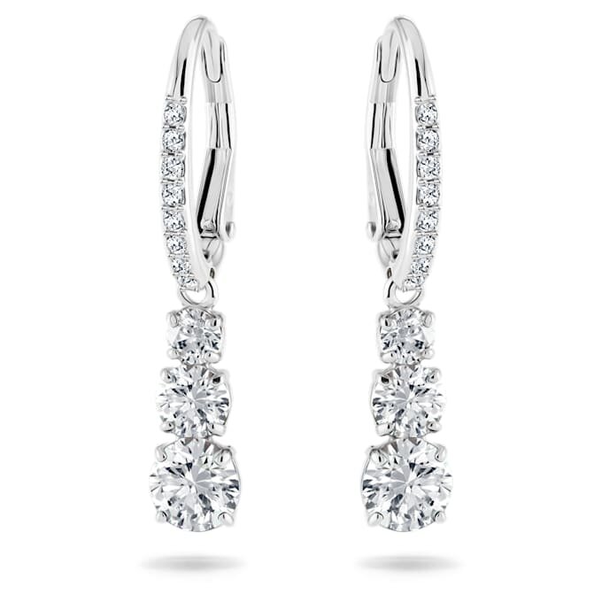 Boucles d’oreilles créoles Stilla Attract, taille ronde, blanches, plaquées rhodium Boucles d’oreilles créoles Stilla Attract, taille ronde, blanches, plaquées rhodium