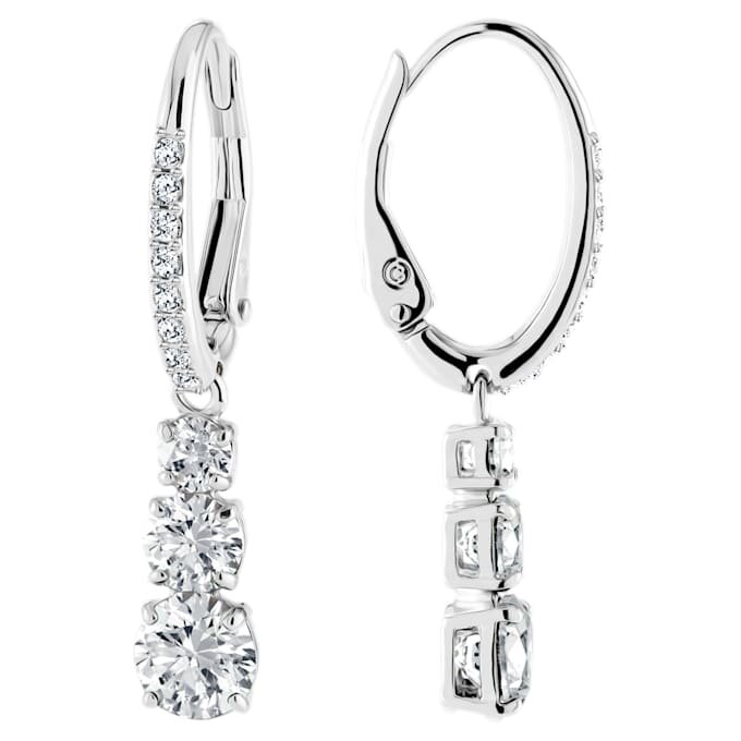 Boucles d’oreilles créoles Stilla Attract, taille ronde, blanches, plaquées rhodium Boucles d’oreilles créoles Stilla Attract, taille ronde, blanches, plaquées rhodium