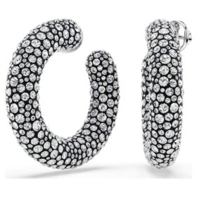 Boucles d’oreilles créoles Sublima, tailles rondes variées, blanches, plaquées rhodium