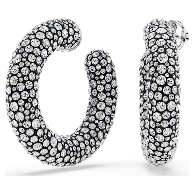 Boucles d’oreilles créoles Sublima, tailles rondes variées, blanches, plaquées rhodium Boucles d’oreilles créoles Sublima, tailles rondes variées, blanches, plaquées rhodium