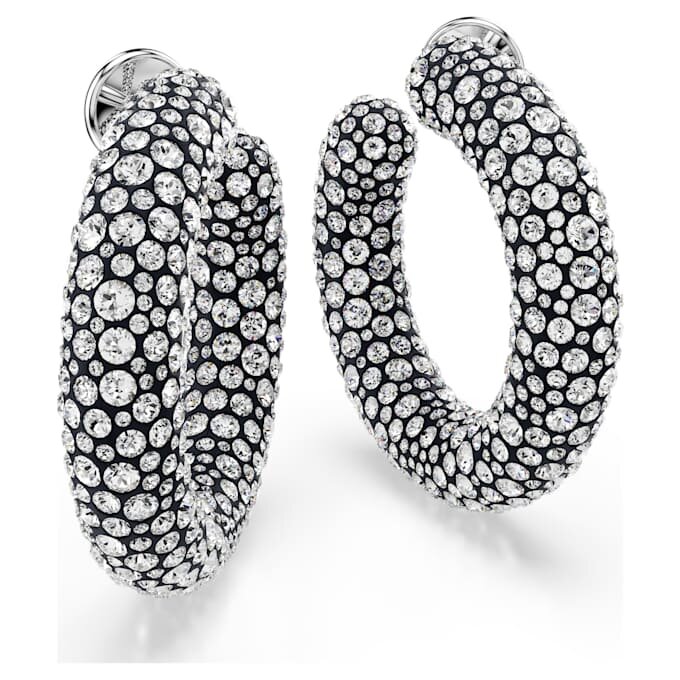 Boucles d’oreilles créoles Sublima, tailles rondes variées, blanches, plaquées rhodium Boucles d’oreilles créoles Sublima, tailles rondes variées, blanches, plaquées rhodium