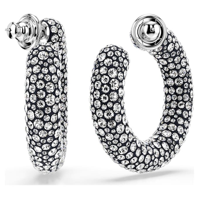 Boucles d’oreilles créoles Sublima, tailles rondes variées, blanches, plaquées rhodium Boucles d’oreilles créoles Sublima, tailles rondes variées, blanches, plaquées rhodium