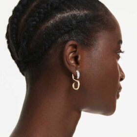 Boucles d’oreilles Dextera, taille ronde, blanches, finition métaux mélangés