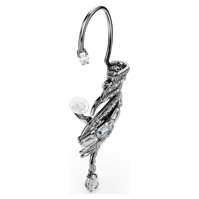 Boucles d’oreilles « Ear Cuffs » de la collection Vienna, motif plume, grand modèle, blanches, plaquées ruthénium Boucles d’oreilles « Ear Cuffs » de la collection Vienna, motif plume, grand modèle, blanches, plaquées ruthénium