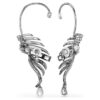 Boucles d’oreilles « Ear Cuffs » de la collection Vienna, motif plume, grand modèle, blanches, plaquées ruthénium Boucles d’oreilles « Ear Cuffs » de la collection Vienna, motif plume, grand modèle, blanches, plaquées ruthénium