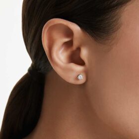 Boucles d’oreilles Eternity avec diamants synthétiques, 0,52 ct au total, forme ronde, argent sterling