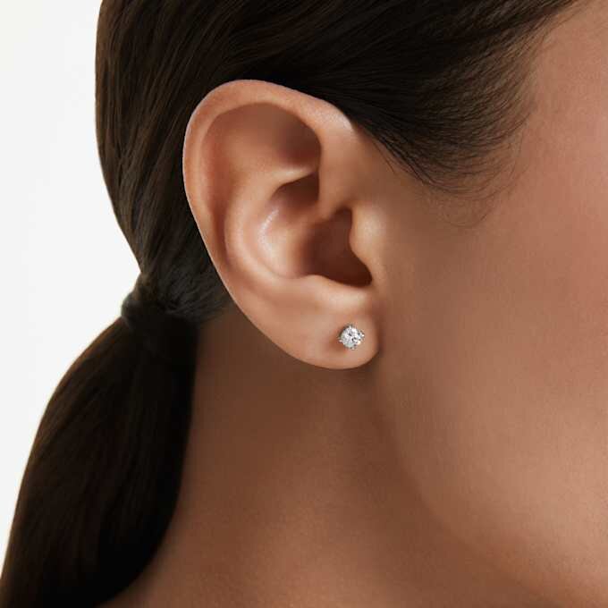 Boucles d’oreilles Eternity avec diamants synthétiques, 0,52 ct au total, forme ronde, argent sterling Boucles d’oreilles Eternity avec diamants synthétiques, 0,52 ct au total, forme ronde, argent sterling