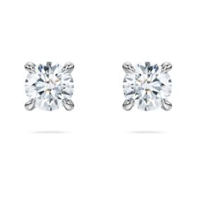 Boucles d’oreilles Eternity avec diamants synthétiques, 0,52 ct au total, forme ronde, argent sterling