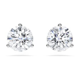 Boucles d’oreilles Eternity avec diamants synthétiques de 2,0 carats au total, taille ronde, or blanc 14 carats