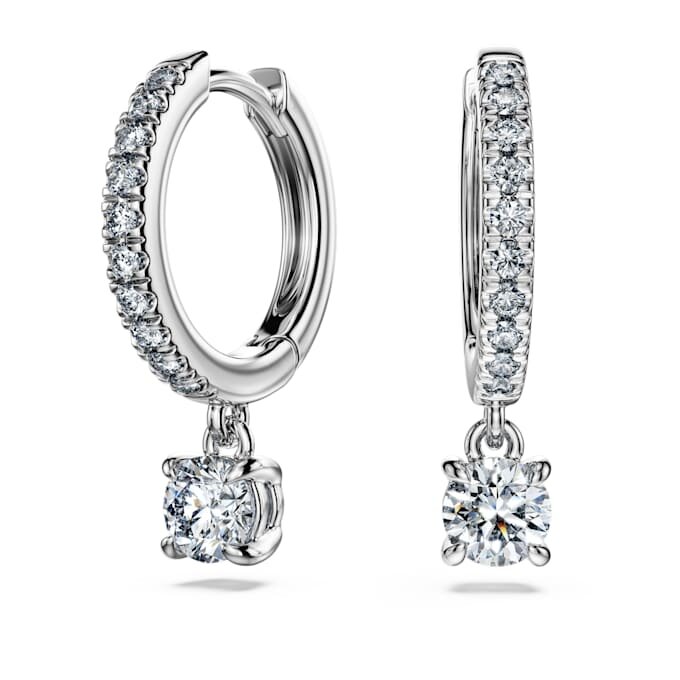 Boucles d’oreilles Eternity Drop, diamants synthétiques 0,7 ct au total, forme ronde, or blanc 14 carats Boucles d’oreilles Eternity Drop, diamants synthétiques 0,7 ct au total, forme ronde, or blanc 14 carats